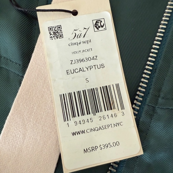 NEW! Cinq a Sept Holly Puff-Sleeve Utility Jacket Eucalyptus Green Small $395 - Picture 5 of 12